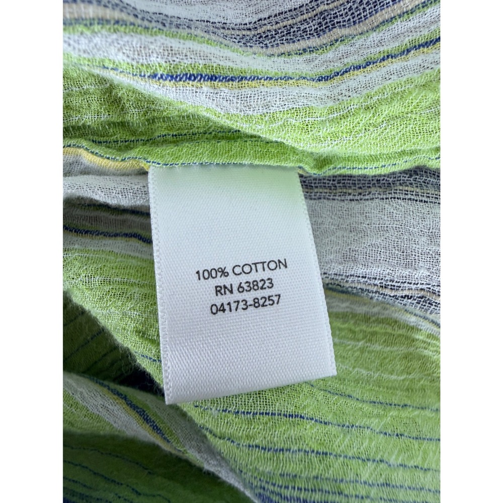 CJ Banks Shirt Women's 3X Blue Green Gauze Striped Roll Tab Sleeve Tunic - Picture 5 of 7